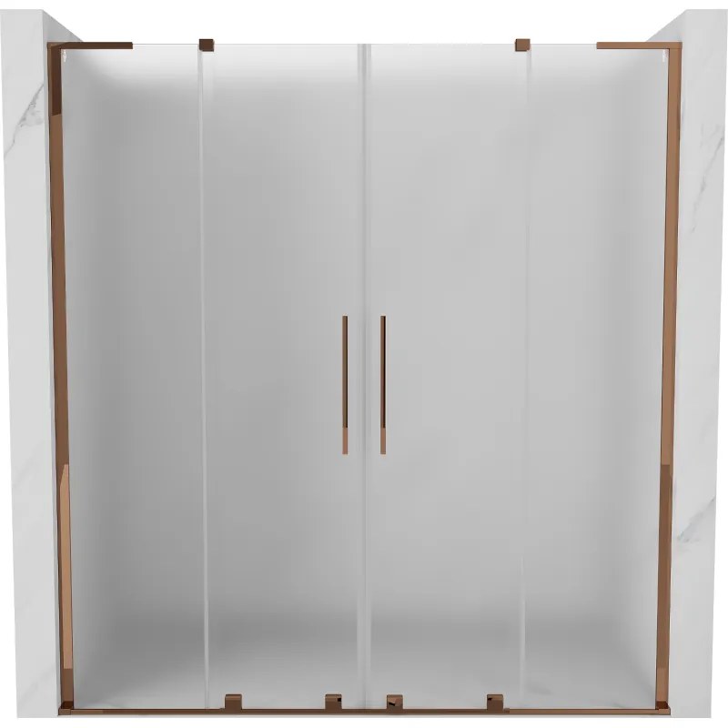 Mexen Velar L Duo, posuvné sprchové dvere do otvoru 180 cm, 8mm sklo námraza, ružové zlato, 871-180-003-32-60
