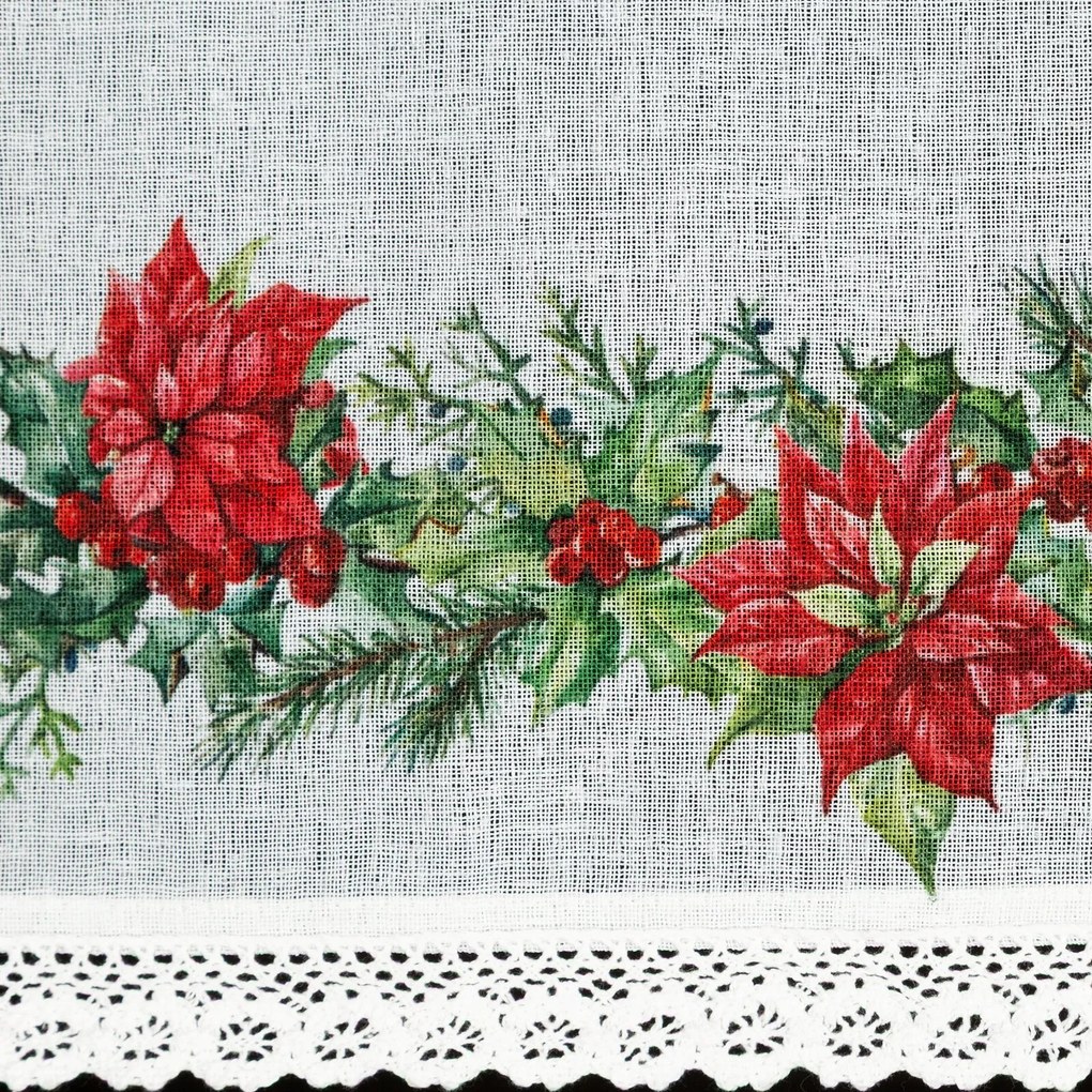 KRÁTKA VIANOČNÁ ZÁCLONA NA PÁSKE XMAS5 150X30 CM VZOROVANÁ