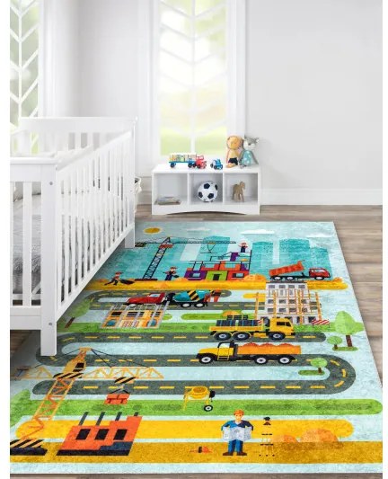 Detský kusový koberec Junior 52105.801 Construction site, 120x170, viacfarebná, detská izba, Dywany Łuszczów