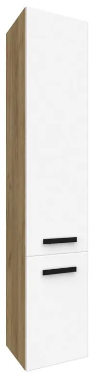 Vysoká skrinka do kúpeľne Songa 30cm 2D dub/biela