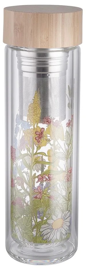 TEA TENDER Fľaša na čaj s kvetinovou potlačou 450 ml