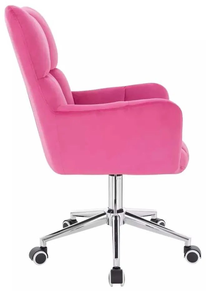 LuxuryForm DESIGN Kreslo AURORA VELUR na striebornej podstave s kolieskami - tmavo ružové