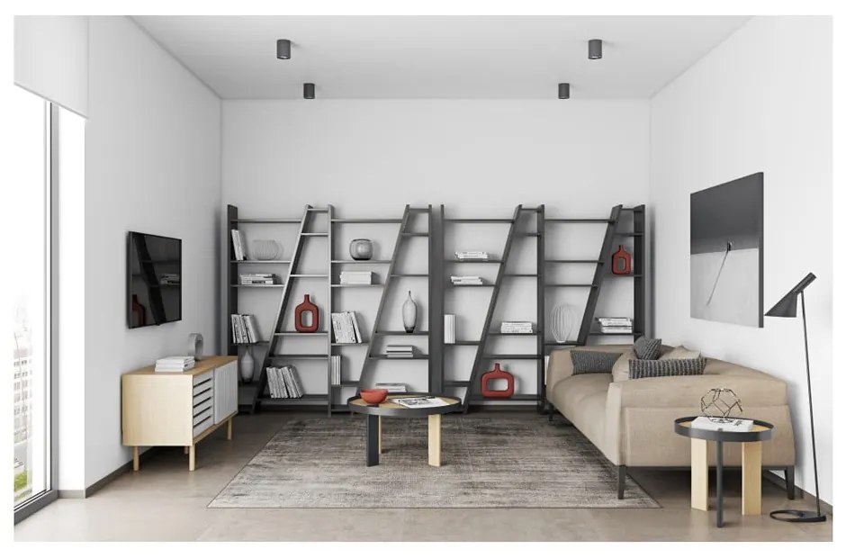 Matná čierna knižnica TemaHome Delta