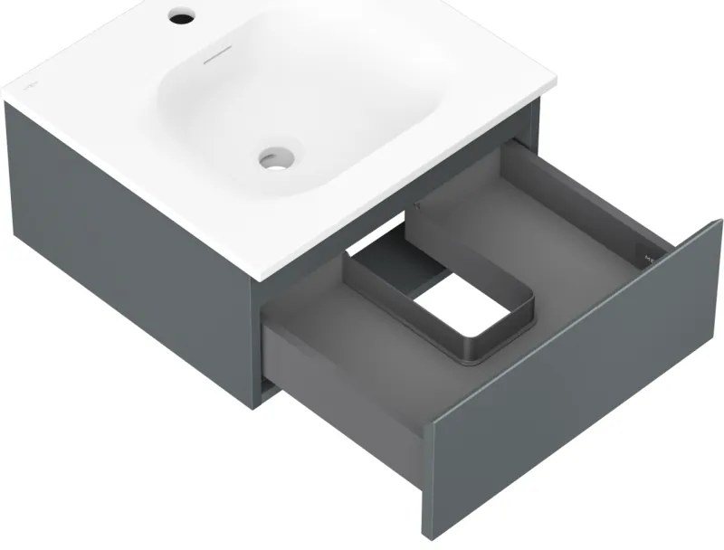 Mexen Orio, kúpeľňová skrinka 50 cm s umývadlom Vela, 1 zásuvka, grafitová matná/biela matná, 91A10-05023-1-BF66-W23M01