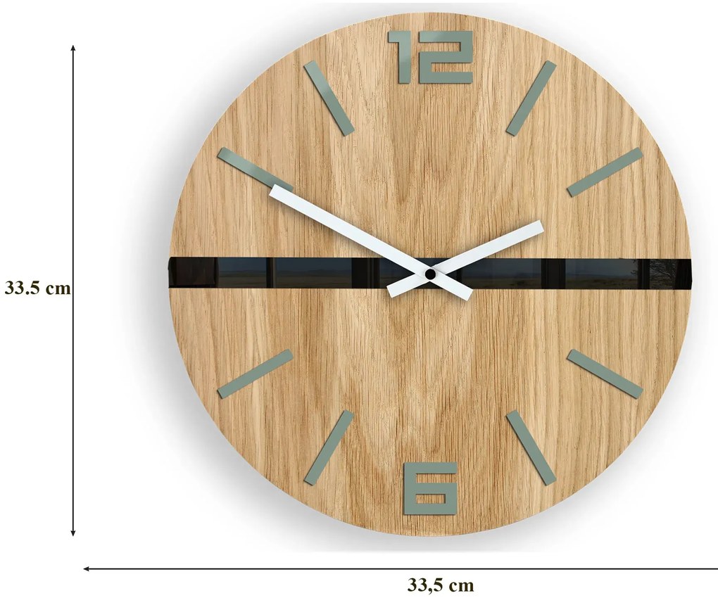 Dřevěné nástěnné hodiny Android 33,5 cm dub přírodní/černé