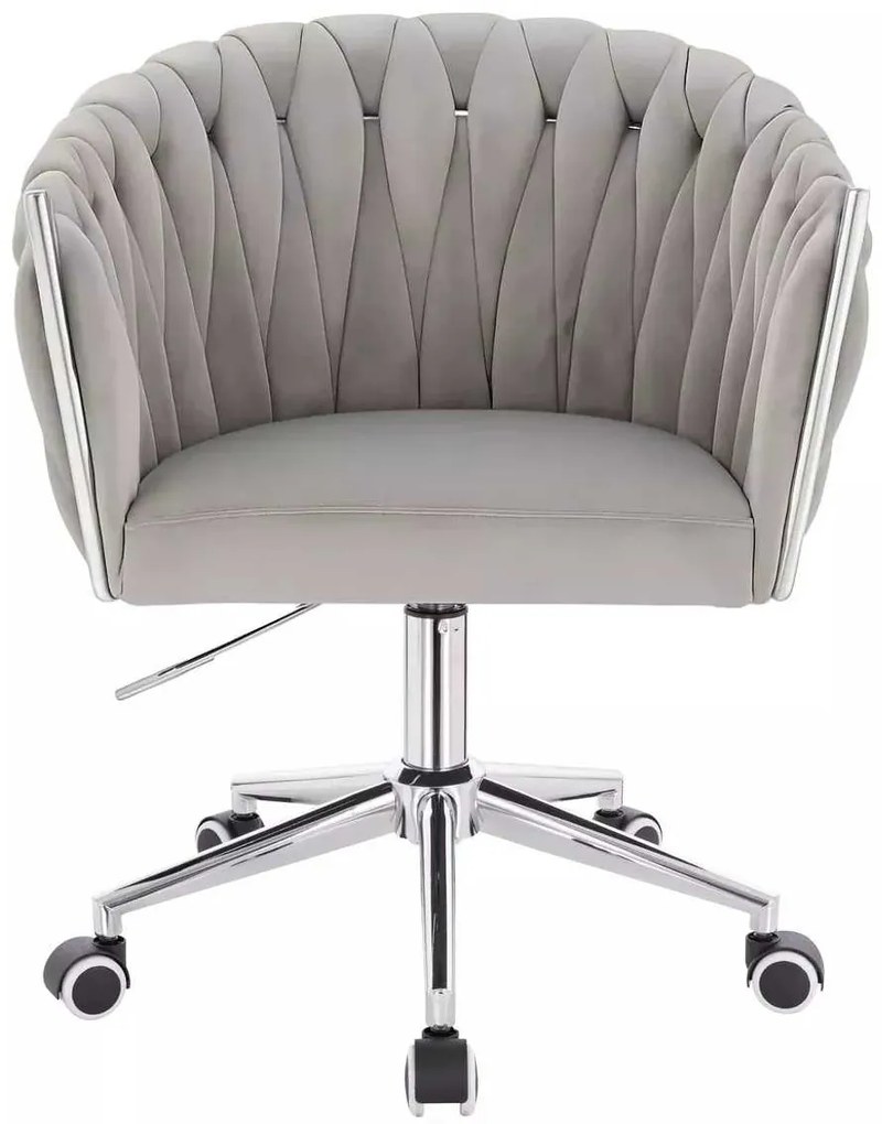 LuxuryForm DESIGN Stolička NORDEN VELUR na striebornej podstave s kolieskami - svetlosivá