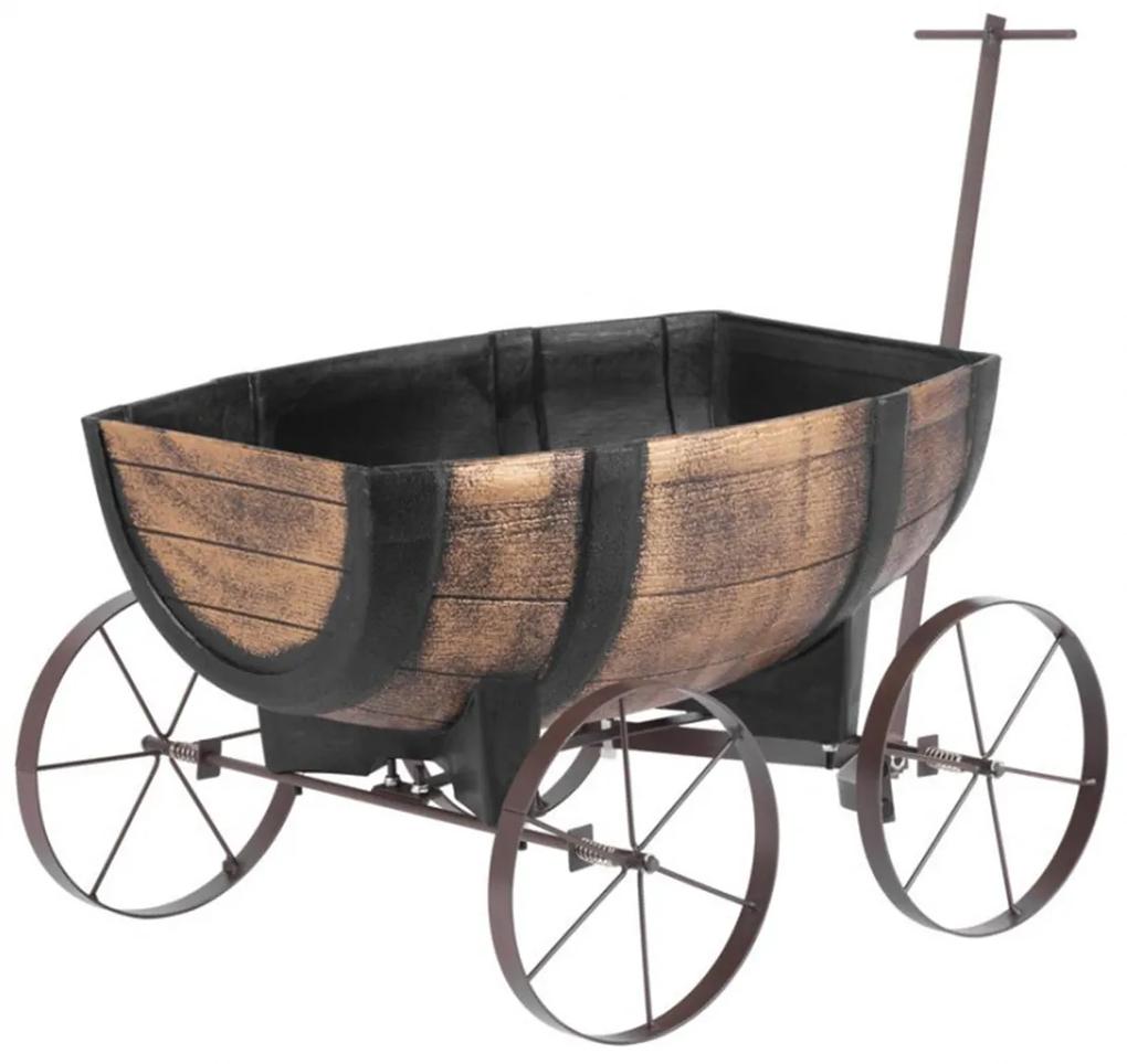 Kvetináč whiskey barel wagon | 41,5 x 29 x 19cm
