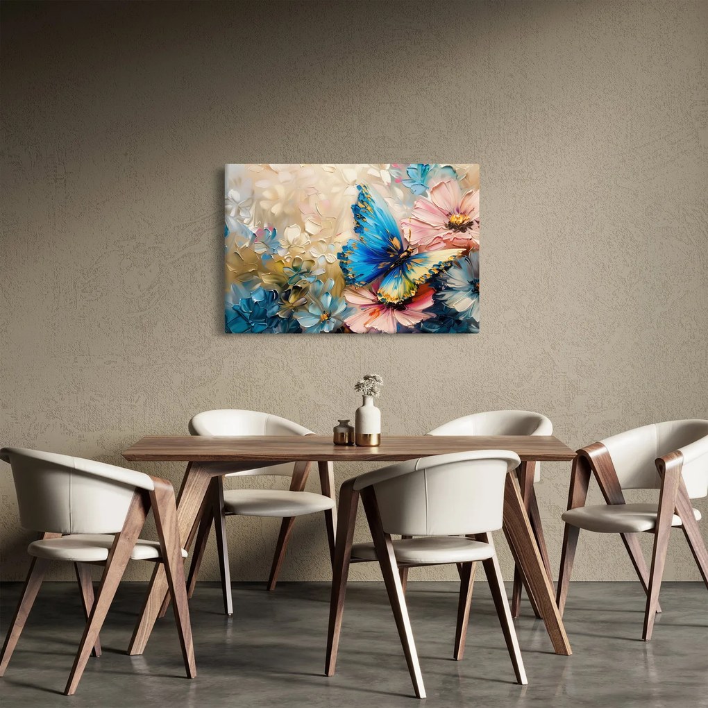 Obraz - Maľba kvetov a motýľov (90x60 cm)
