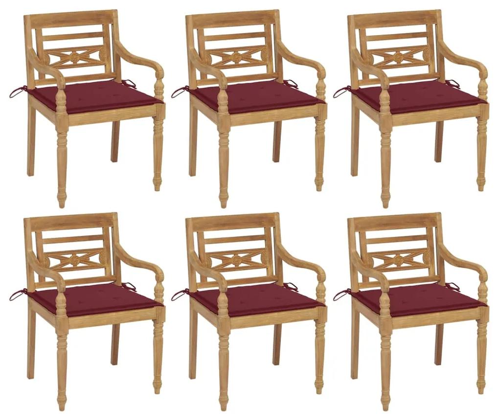 Batavia stoličky s podložkami 6 ks tíkový masív 3073331
