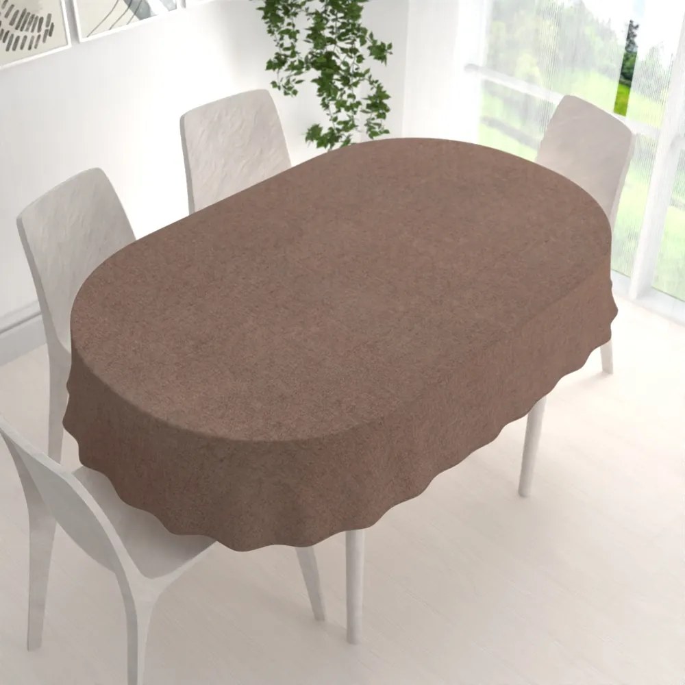 Biante Dekoračný oválny obrus Porto PRT-016 Hnedá režná 130x220 cm