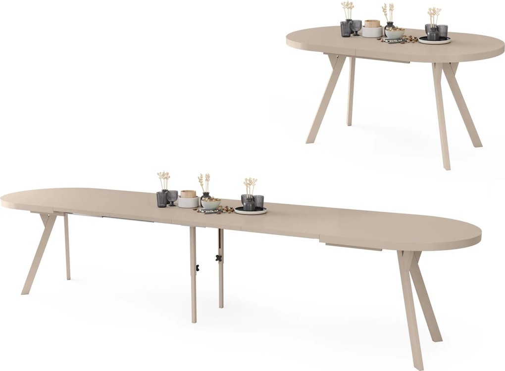 Mazzoni EXPANSO Kašmír / kašmírové nohy - OVÁLNY ROZKLADACÍ STÔL 160-360 cm PRE 16-18 OSÔB