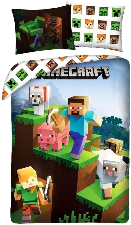 HALANTEX Obliečky Minecraft Farma animals Bavlna, 140/200, 70/90 cm