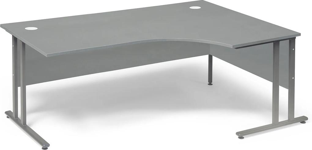 Kancelársky pracovný stôl Flexus, pravý rohový, 1800x1200 mm, šedý