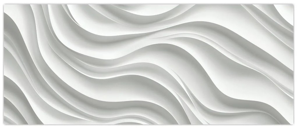 Obraz - 3D biele vlny (120x50 cm)