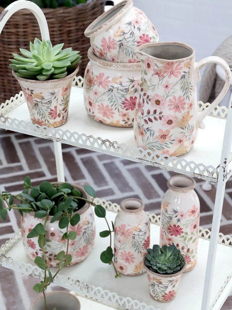 Keramická dekoračná váza s kvetmi Floral Auray - Ø 7*15cm