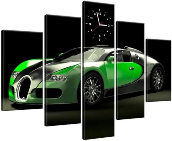 Obraz s hodinami Zelené Bugatti Veyron 150x105cm ZP2377A_5H