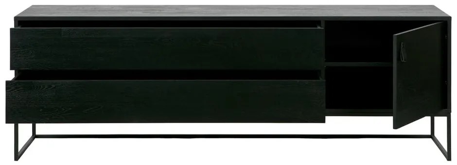 Čierny TV stolík z jaseňového dreva 180x61x44 cm Silas – WOOOD