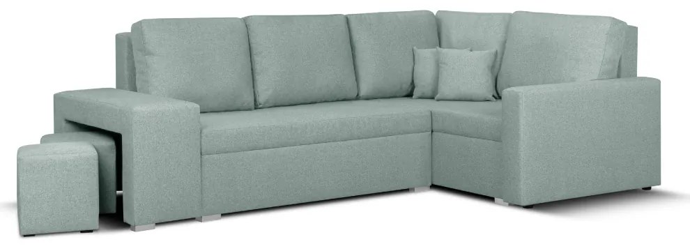 Rozkládací rohová sedací souprava MODO2 + 2 Taburety Mentolová