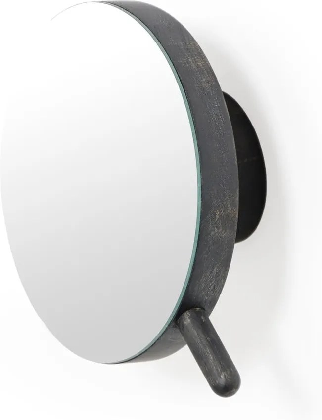 Čierne nástenné kozmetické zväčšovacie zrkadlo z dubového dreva Wireworks Slimline