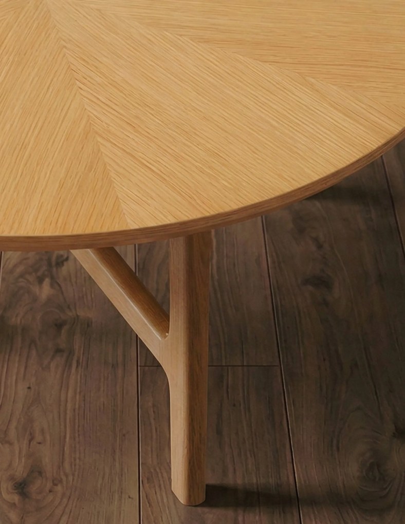 Mazzoni BELLUNO Prírodný jaseň - DREVENÝ KONFERENČNÝ STOLÍK Ø65 cm OKRÚHLY MODERN CLASSIC