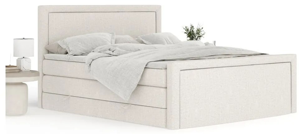 Béžová boxspring posteľ s úložným priestorom 200x200 cm Lavenda – Maison de Rêve