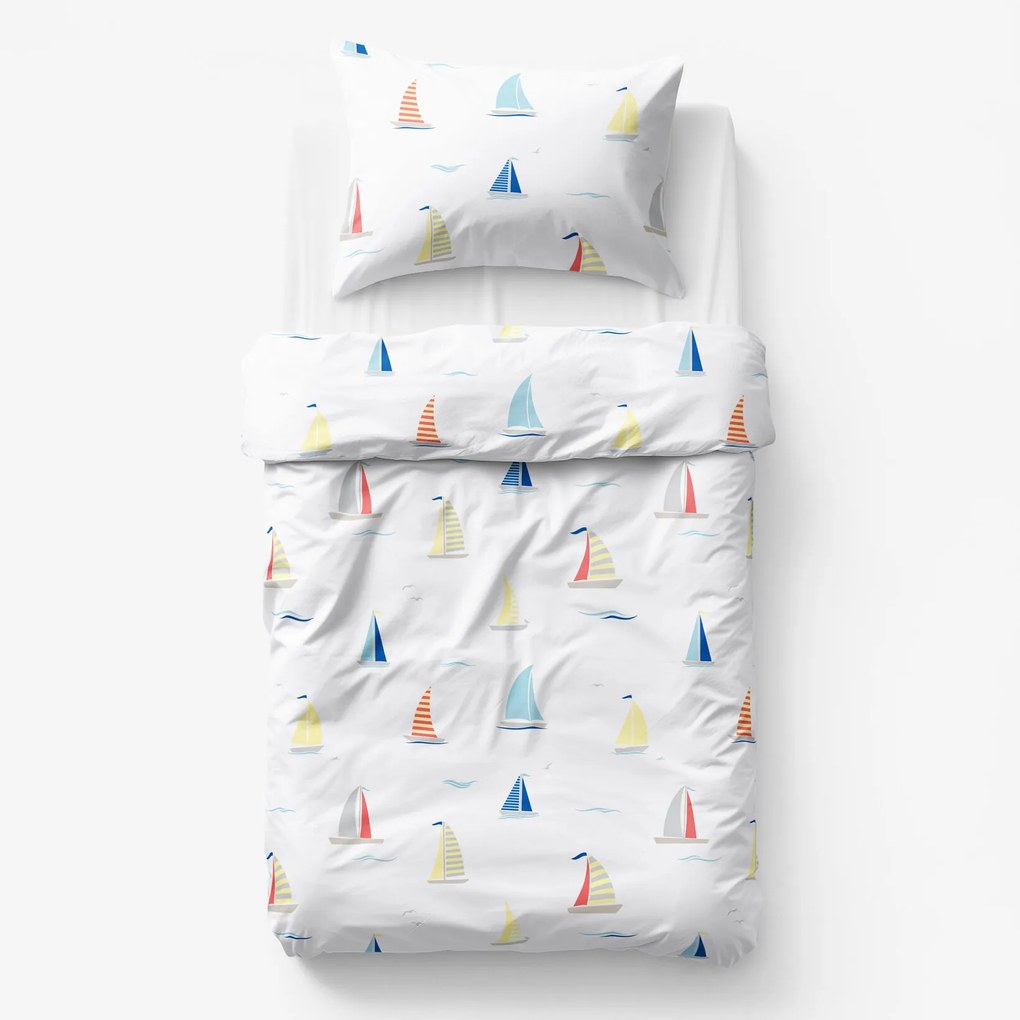 Goldea detské bavlnené obliečky - plachetnice 150 x 200 a 50 x 60 cm