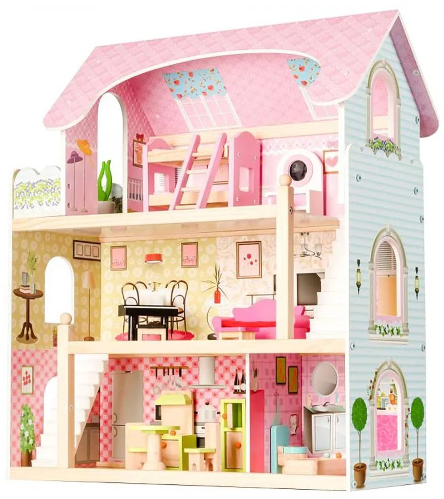 Drevený domček pre bábiky Ecotoys Rozprávková rezidencia