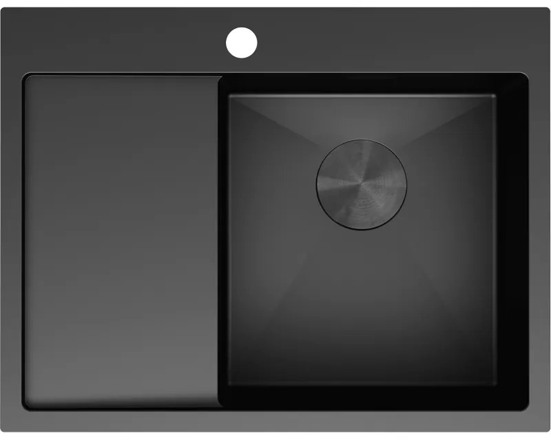 Mexen Exar, 1-komorový nerezový drez s odkvapkávačom, pravý, 620 x 480 mm, čierna, 6432621005P-70
