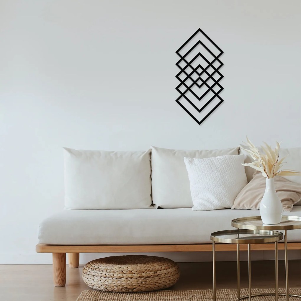Geometrická čierna nástenná kovová dekorácia