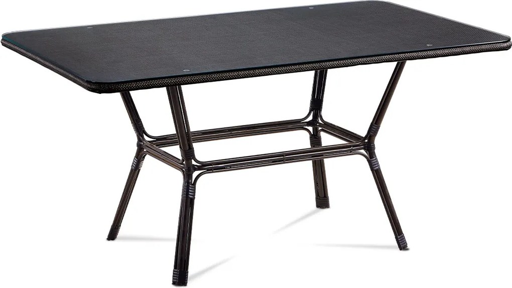 záhradný stôl, kov hnedý, plast čierny
