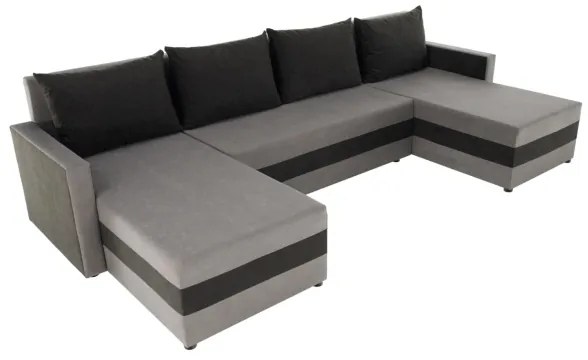 Čalúnená univerzálna rozkladacia sedacia súprava do tvaru U BRISTOL sivá/čierna