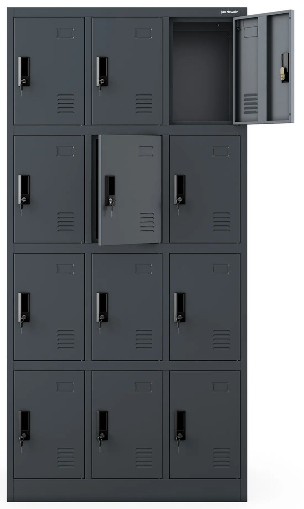 Kovová BHP desiatová skrinka MARCIN, 900 x 1850 x 400 mm, antracitová