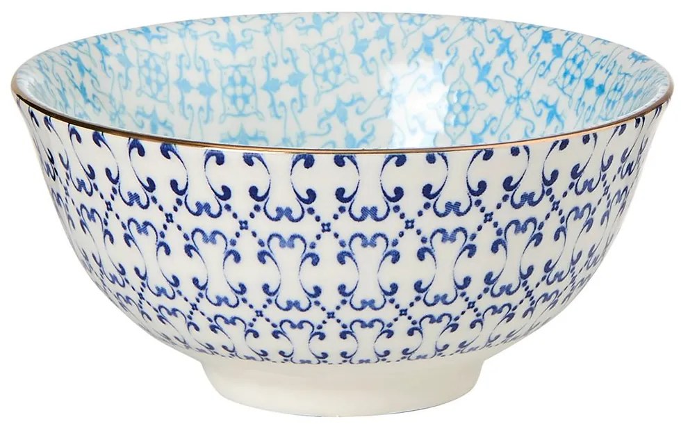 ORNAMENTS Miska so zlatým okrajom 240 ml - modrá