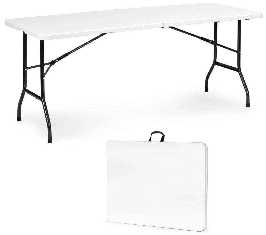 ModernHome Záhradný cateringový stôl, skladací 180 cm biela