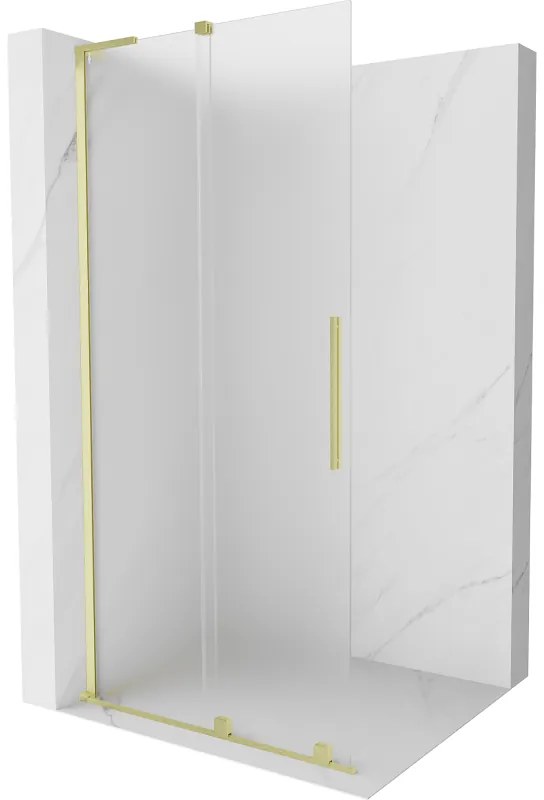Mexen Velar L, posuvná sprchová zástena Walk-in 90 x 200 cm, 8mm sklo námraza, zlatá matná, 871-090-003-33-55