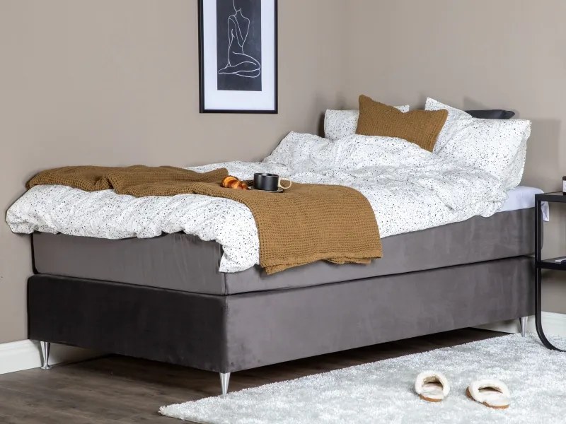 Furudal 120 boxspring posteľ sivý zamat čelo Sarna