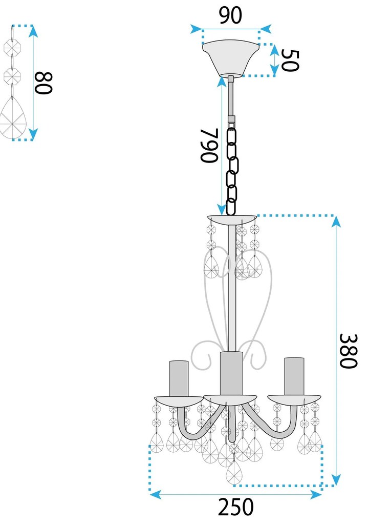 Toolight Toolight, stropné svietidlo 3xE14, EBT013-3CP, čierna, OSW-01248