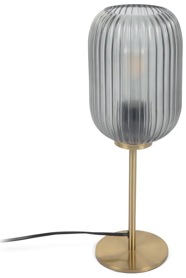 Stolová lampa v zlatej farbe so skleneným tienidlom (výška 40 cm) Hestia - Kave Home
