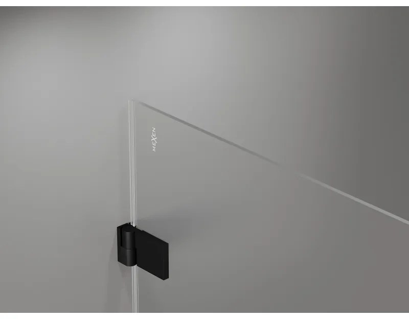 Mexen Lunar-B, výklopný sprchový kút ľavý 80 x 80 cm, 8mm číre sklo, čierny profil, 832-080-080-70-00-L