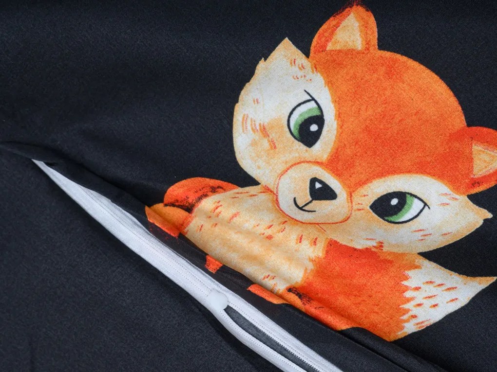Obliečky z mikrovlákna FOXES čierne Rozmer obliečky: 2 ks 70 x 80 cm | 160 x 200 cm