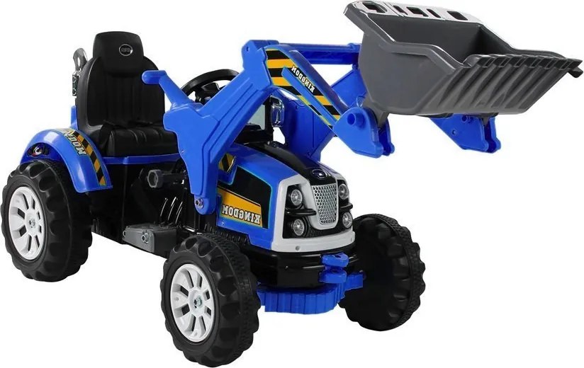 LEAN CARS Batériový traktor s lyžicovým rýpadlom modrý
