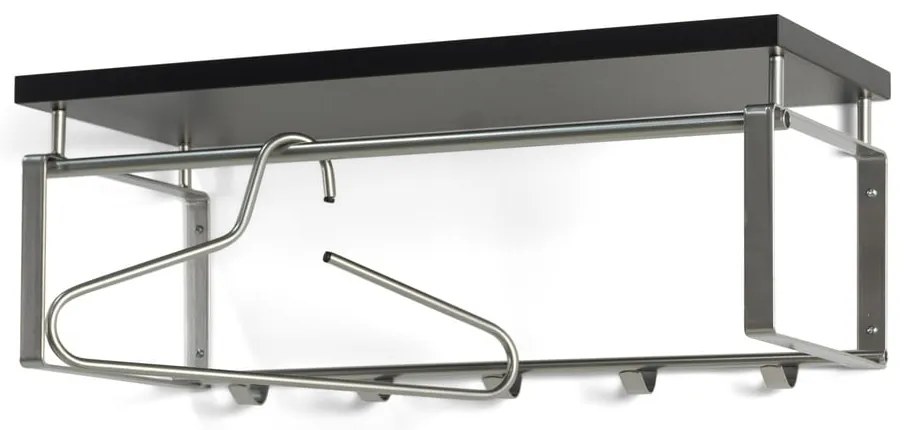 Čierny/v striebornej farbe kovový nástenný vešiak s poličkou 70 cm Rex – Spinder Design