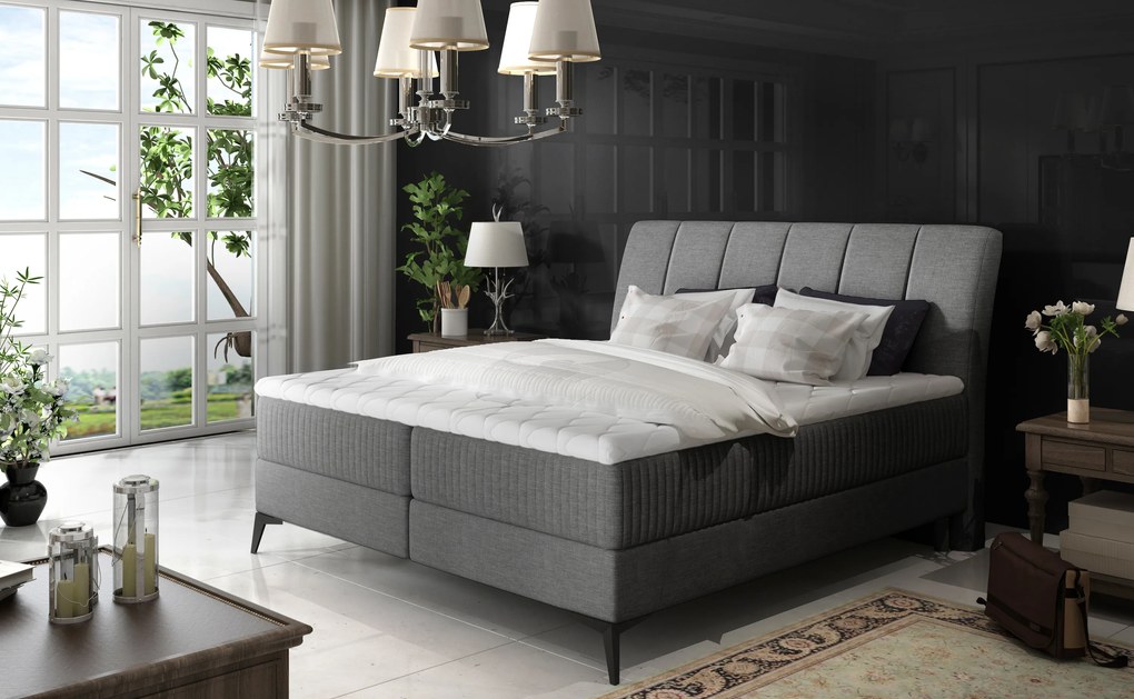 Elegantná box spring posteľ Andalusie 180x200, sivá