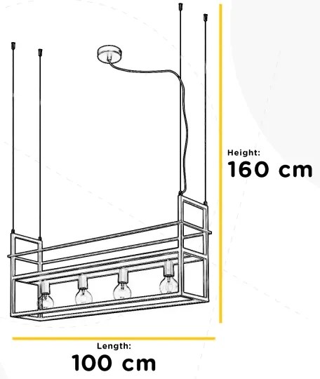 ONLI - Luster na lanku s poličkou JEFFER 4xE27/22W/230V čierna