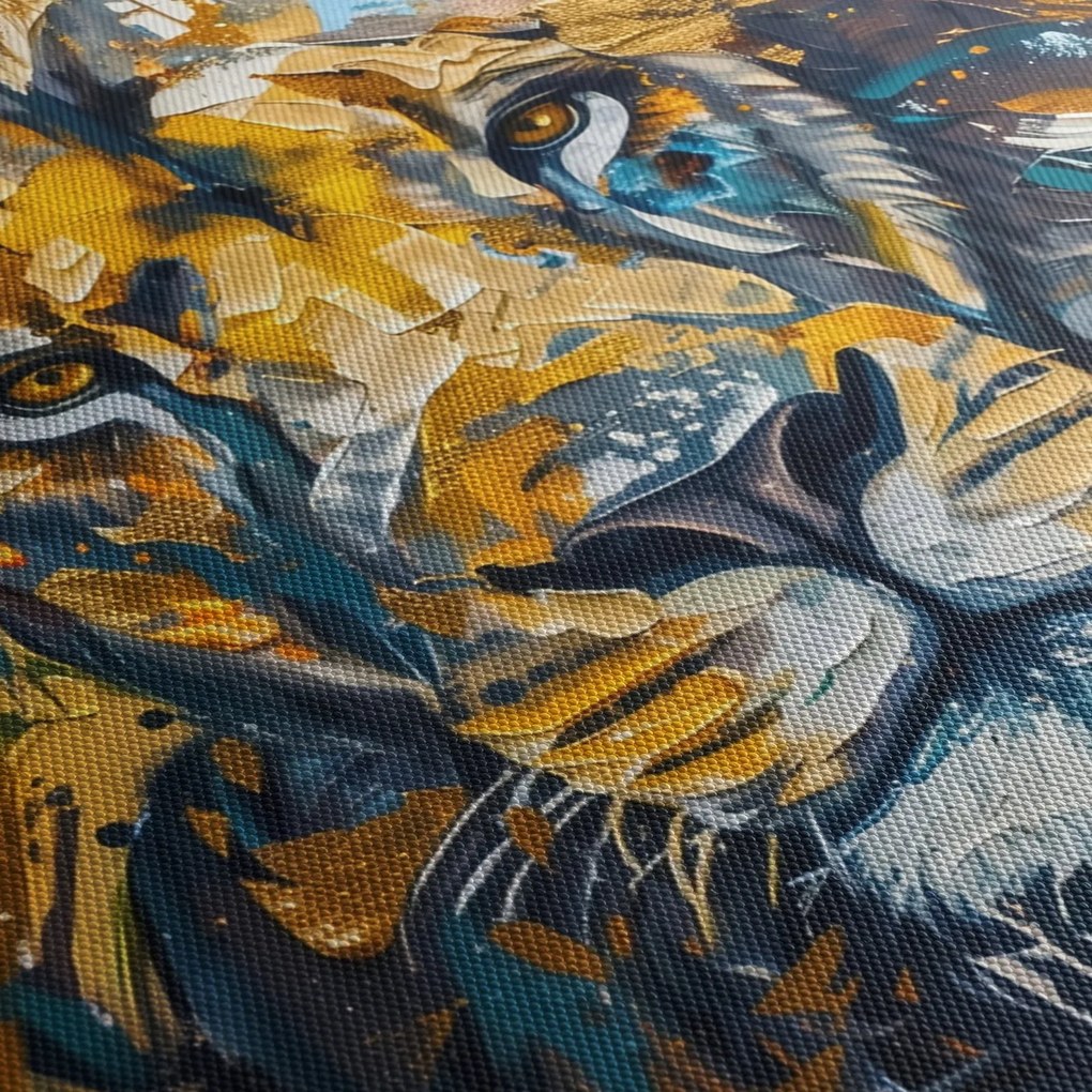 Obraz - Abstraktná olejomaľba s levom (150x105 cm)
