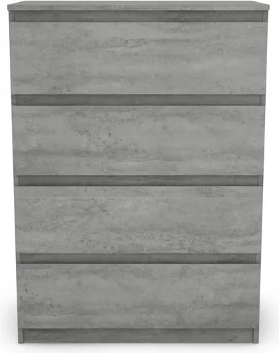 Komoda so 4 zásuvkami Carlos, šedý beton, 75 cm