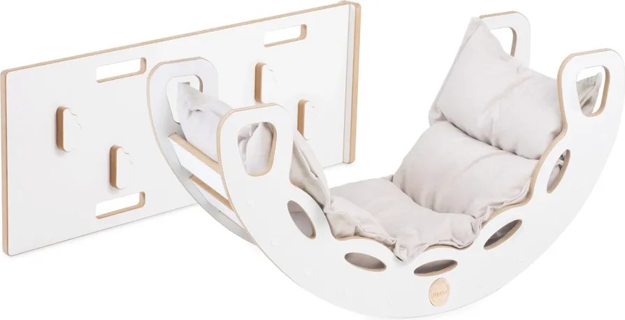Multifunkčná detská súprava 4v1 – hojdačka, šmykľavka a vankúš svetlobéžová