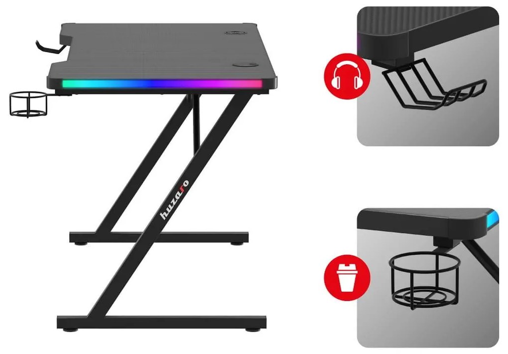 PC stolík Hyperion 2.5 (čierna + viacfarebná) (s LED osvetlením). Akcia -22%. Vlastná spoľahlivá doprava až k Vám domov. 1087502