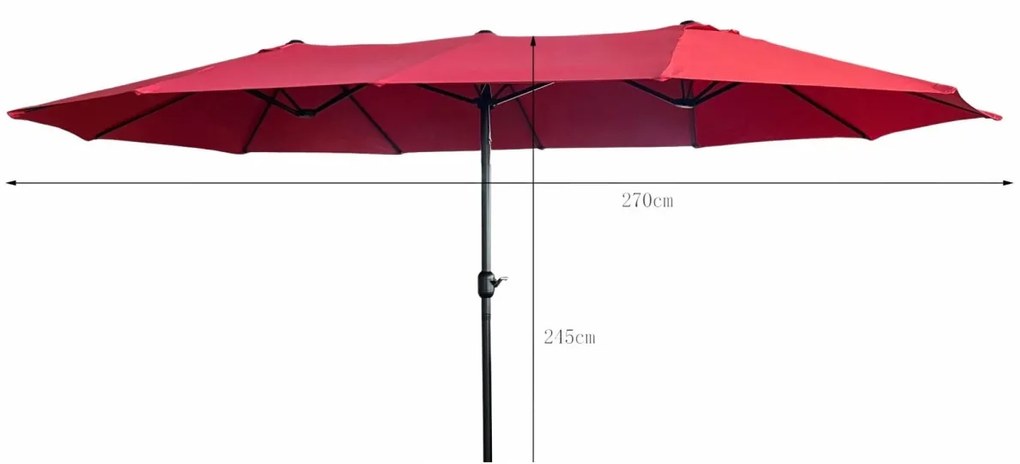 Dvojitý zahradní slunečník TILIA 460x270 cm červený