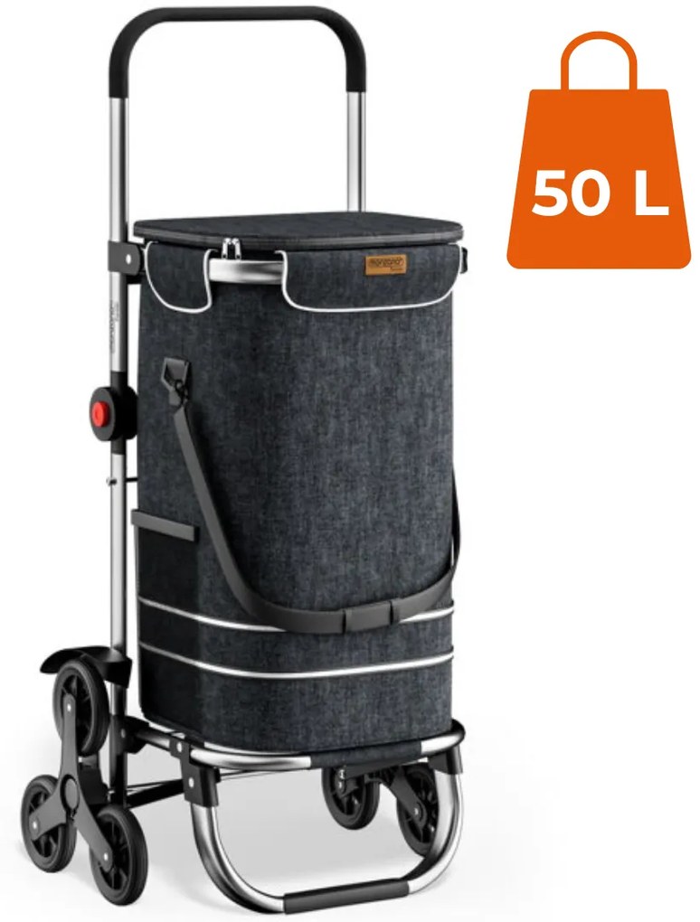 Jurhan Nákupná taška na kolieskach do schodov COMFORT, 50l, čierna